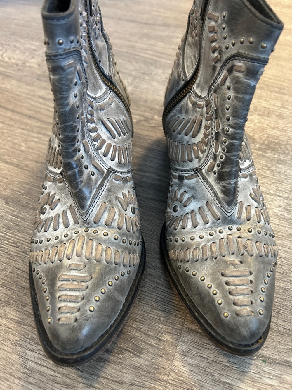 Matisse Leather Western Booties Studded Cutout Boho Festival 6 - Picture 3 of 9